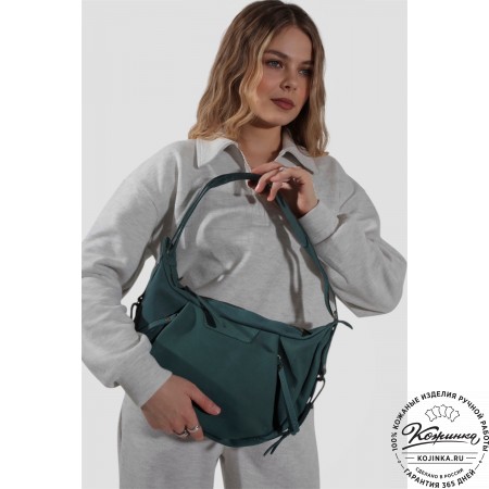 Женская кожаная сумка "Техас" (изумруд нубук)